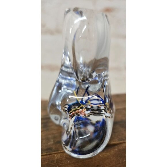 Unique Handcrafted Art Glass Taper Candle Holder Bud Vase Abstract Design Signed - Picture 4 of 11